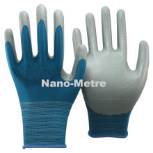 NMSAFETY latest type of polyester liner coated nitrile on palm gloves